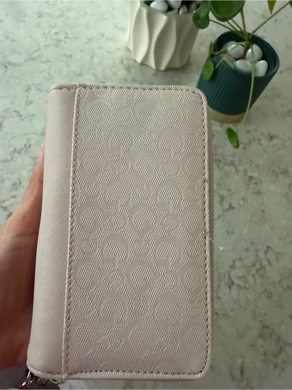 Guess by Marciano NWOT Blush Pink Embossed Wristlet Wallet